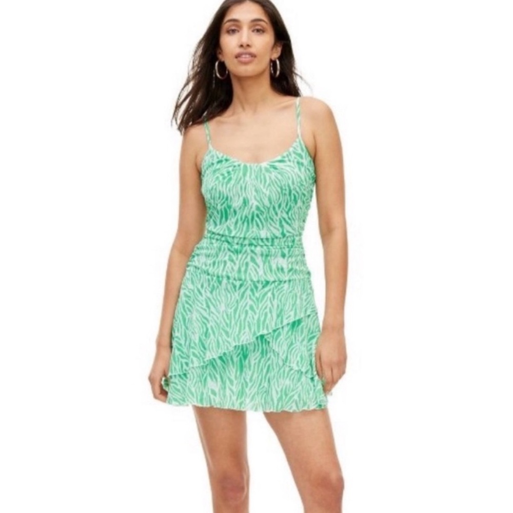 Diane Von Furstenberg Green White Printed Mini Dress